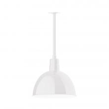 Montclair Light Works STB117-44-T24-L13 - 16" Deep Bowl shade, stem mount LED Pendant with canopy, White