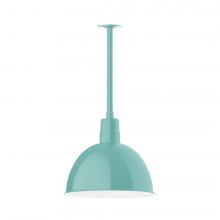 Montclair Light Works STB117-48-T30-L13 - 16" Deep Bowl shade, stem mount LED Pendant with canopy, Sea Green