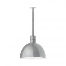 Montclair Light Works STB117-49-T24-L13 - 16" Deep Bowl shade, stem mount LED Pendant with canopy, Painted Galvanized