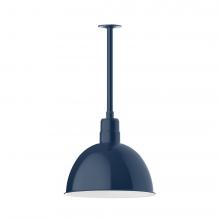 Montclair Light Works STB117-50-W16-L13 - 16" Deep Bowl shade, stem mount LED Pendant with wire grill, Navy