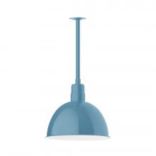 Montclair Light Works STB117-54-T30-L13 - 16" Deep Bowl shade, stem mount LED Pendant with canopy, Light Blue