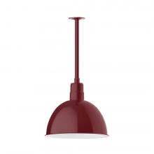 Montclair Light Works STB117-55-T24-L13 - 16" Deep Bowl shade, stem mount LED Pendant with canopy, Barn Red