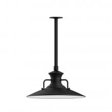 Montclair Light Works STB143-41-L13 - 18" Homestead shade, stem mount LED Pendant with canopy, Black