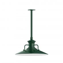 Montclair Light Works STB143-42-T36-L13 - 18" Homestead shade, stem mount LED Pendant with canopy, Forest Green