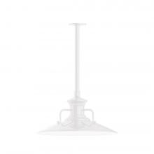 Montclair Light Works STB143-44-T24-L13 - 18" Homestead shade, stem mount LED Pendant with canopy, White