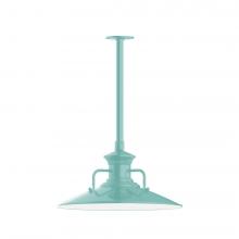 Montclair Light Works STB143-48-T24-L13 - 18" Homestead shade, stem mount LED Pendant with canopy, Sea Green