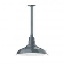 Montclair Light Works STB184-40-T24-L13 - 16" Warehouse shade, stem mount LED Pendant with canopy, Slate Gray