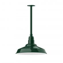 Montclair Light Works STB184-42-T36-L13 - 16" Warehouse shade, stem mount LED Pendant with canopy, Forest Green