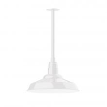 Montclair Light Works STB184-44-W16-L13 - 16" Warehouse shade, stem mount LED Pendant with wire grill, White