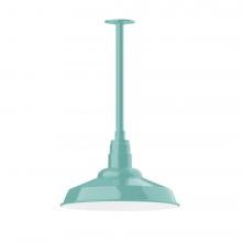 Montclair Light Works STB184-48-L13 - 16" Warehouse shade, stem mount LED Pendant with canopy, Sea Green