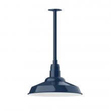 Montclair Light Works STB184-50-T30-L13 - 16" Warehouse shade, stem mount LED Pendant with canopy, Navy