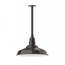 Montclair Light Works STB184-51-L13 - 16" Warehouse shade, stem mount LED Pendant with canopy, Architectural Bronze