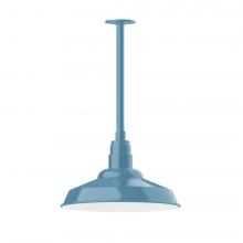 Montclair Light Works STB184-54-T36-L13 - 16" Warehouse shade, stem mount LED Pendant with canopy, Light Blue