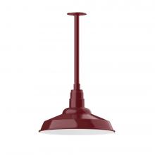 Montclair Light Works STB184-55-L13 - 16" Warehouse shade, stem mount LED Pendant with canopy, Barn Red