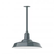 Montclair Light Works STB185-40-T30-L13 - 18" Warehouse shade, stem mount LED Pendant with canopy, Slate Gray