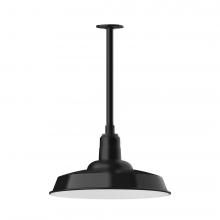 Montclair Light Works STB185-41-T30-L13 - 18" Warehouse shade, stem mount LED Pendant with canopy, Black