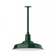 Montclair Light Works STB185-42-T36-L13 - 18" Warehouse shade, stem mount LED Pendant with canopy, Forest Green