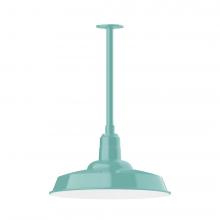 Montclair Light Works STB185-48-T36-L13 - 18" Warehouse shade, stem mount LED Pendant with canopy, Sea Green