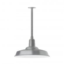 Montclair Light Works STB185-49-T36-L13 - 18" Warehouse shade, stem mount LED Pendant with canopy, Painted Galvanized