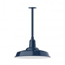 Montclair Light Works STB185-50-L13 - 18" Warehouse shade, stem mount LED Pendant with canopy, Navy