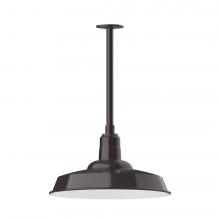 Montclair Light Works STB185-51-T30-L13 - 18" Warehouse shade, stem mount LED Pendant with canopy, Architectural Bronze