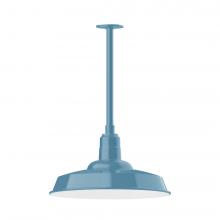 Montclair Light Works STB185-54-T24-L13 - 18" Warehouse shade, stem mount LED Pendant with canopy, Light Blue