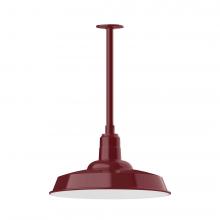 Montclair Light Works STB185-55-T24-L13 - 18" Warehouse shade, stem mount LED Pendant with canopy, Barn Red