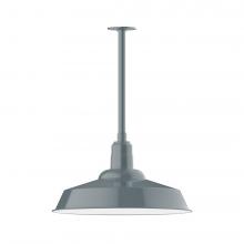 Montclair Light Works STB186-40-W20-L14 - 20" Warehouse shade, stem mount LED Pendant with wire grill, Slate Gray