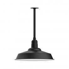 Montclair Light Works STB186-41-T30-L14 - 20" Warehouse shade, stem mount LED Pendant with canopy, Black