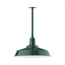 Montclair Light Works STB186-42-T24-L14 - 20" Warehouse shade, stem mount LED Pendant with canopy, Forest Green