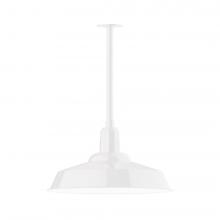 Montclair Light Works STB186-44-W20-L14 - 20" Warehouse shade, stem mount LED Pendant with wire grill, White