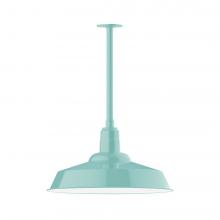 Montclair Light Works STB186-48-T30-L14 - 20" Warehouse shade, stem mount LED Pendant with canopy, Sea Green