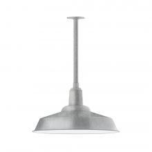 Montclair Light Works STB186-49-T30-L14 - 20" Warehouse shade, stem mount LED Pendant with canopy, Painted Galvanized