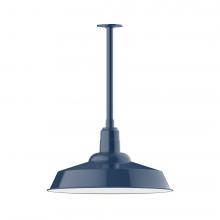 Montclair Light Works STB186-50-W20-L14 - 20" Warehouse shade, stem mount LED Pendant with wire grill, Navy