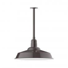 Montclair Light Works STB186-51-L14 - 20" Warehouse shade, stem mount LED Pendant with canopy, Architectural Bronze