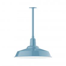 Montclair Light Works STB186-54-T24-L14 - 20" Warehouse shade, stem mount LED Pendant with canopy, Light Blue