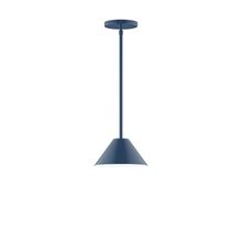 Montclair Light Works STG421-50-L10 - 8" Axis Mini Cone LED Stem Hung Pendant, Navy