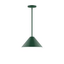 Montclair Light Works STG422-42-L12 - 12" Axis Cone LED Stem Hung Pendant, Forest Green