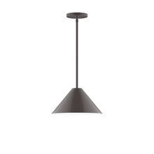 Montclair Light Works STG422-51-L12 - 12" Axis Cone LED Stem Hung Pendant, Architectural Bronze