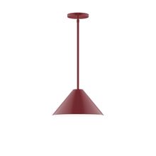 Montclair Light Works STG422-55-L12 - 12" Axis Cone LED Stem Hung Pendant, Barn Red