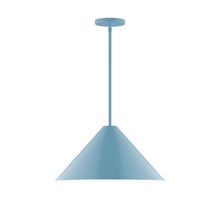 Montclair Light Works STG423-54-L13 - 18" Axis Cone LED Stem Hung Pendant, Light Blue