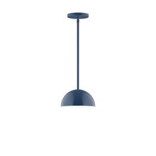 Montclair Light Works STG431-50-L10 - 8" Axis Mini Dome LED Stem Hung Pendant, Navy