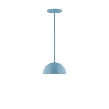 Montclair Light Works STG431-54-L10 - 8" Axis Mini Dome LED Stem Hung Pendant, Light Blue