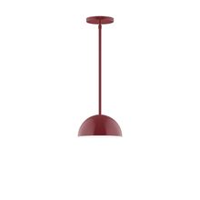 Montclair Light Works STG431-55-L10 - 8" Axis Mini Dome LED Stem Hung Pendant, Barn Red