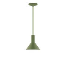 Montclair Light Works STGX451-22-L10 - 8" Stack Mini Cone LED Stem Hung Pendant, Fern Green