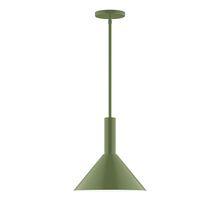 Montclair Light Works STGX466-22-L12 - 12" Stack Cone LED Stem Hung Pendant, Fern Green