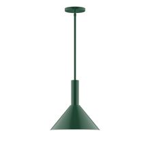 Montclair Light Works STGX466-42-L12 - 12" Stack Cone LED Stem Hung Pendant, Forest Green