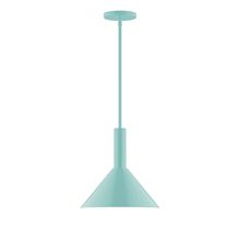 Montclair Light Works STGX466-48-L12 - 12" Stack Cone LED Stem Hung Pendant, Sea Green