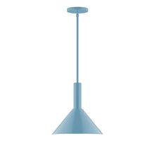 Montclair Light Works STGX466-54-L12 - 12" Stack Cone LED Stem Hung Pendant, Light Blue