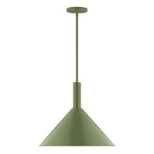 Montclair Light Works STGX467-22-L13 - 18" Stack Cone LED Stem Hung Pendant, Fern Green